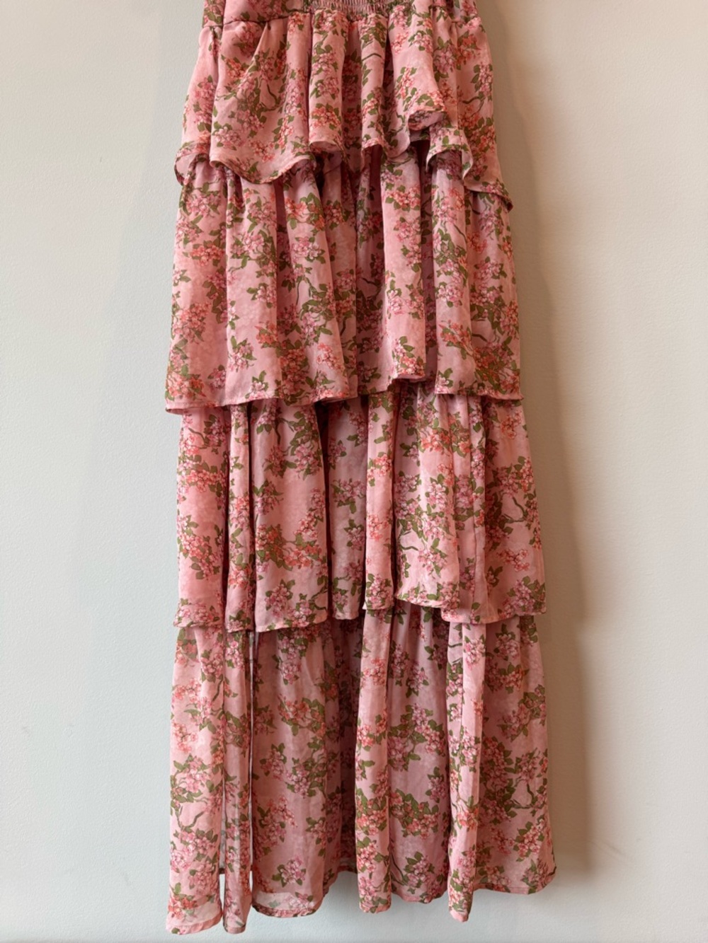 Astr the Label Pink Floral Ruffle Maxi Dress Wedding Guest large L - Picture 11 of 15
